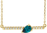 14K Gold Pear Lab-Grown Alexandrite Accented Bar Necklace - Yellow Gold