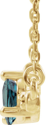 14K Gold Pear Lab-Grown Alexandrite Accented Bar Necklace - Yellow Gold - view 2