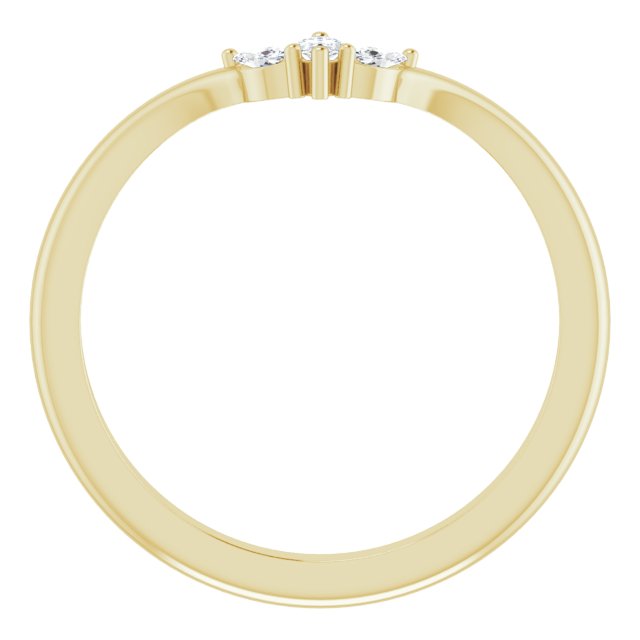 14K Gold Marquise Natural Diamond Three-Stone V Ring - Yellow Gold - view 2