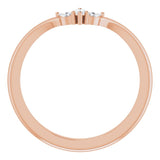 14K Gold Marquise Natural Diamond Three-Stone V Ring - Rose Gold - view 2