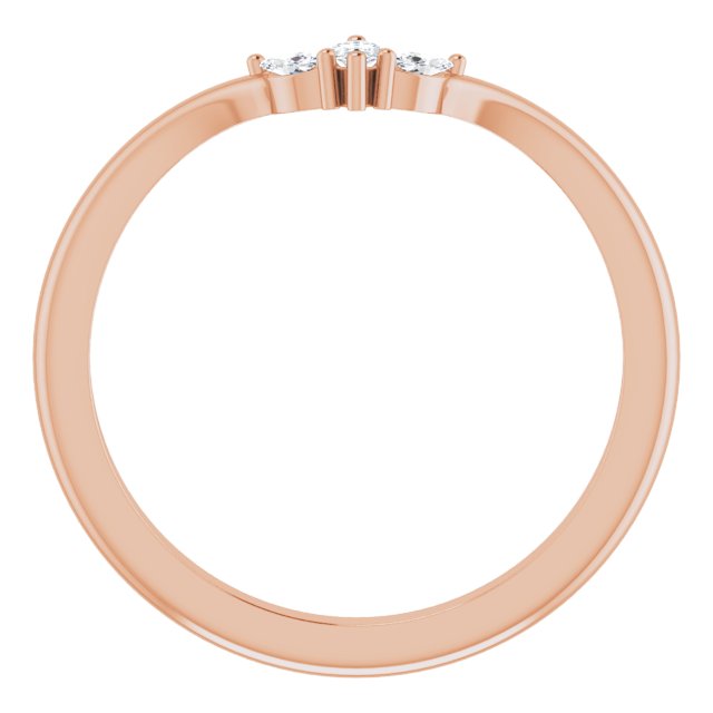 14K Gold Marquise Natural Diamond Three-Stone V Ring - Rose Gold - view 2