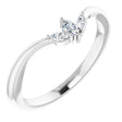 14K Gold Marquise Natural Diamond Three-Stone V Ring - White Gold