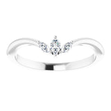 14K Gold Marquise Natural Diamond Three-Stone V Ring - White Gold - view 3