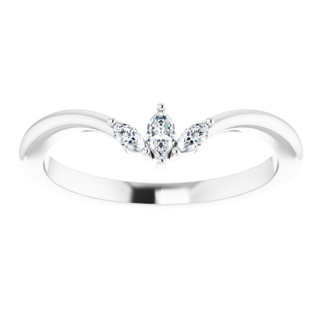 Platinum Marquise Natural Diamond Three-Stone V Ring - view 3