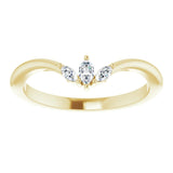 14K Gold Marquise Natural Diamond Three-Stone V Ring - Yellow Gold - view 3
