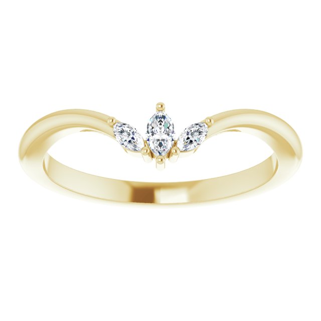 14K Gold Marquise Natural Diamond Three-Stone V Ring - Yellow Gold - view 3