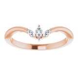 14K Gold Marquise Natural Diamond Three-Stone V Ring - Rose Gold - view 3