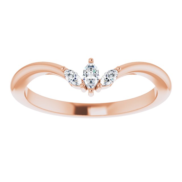 14K Gold Marquise Natural Diamond Three-Stone V Ring - Rose Gold - view 3