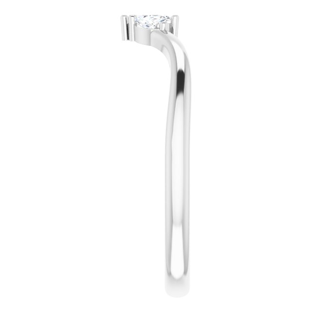 14K Gold Marquise Natural Diamond Three-Stone V Ring - White Gold - view 4