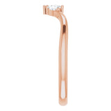 14K Gold Marquise Natural Diamond Three-Stone V Ring - Rose Gold - view 4