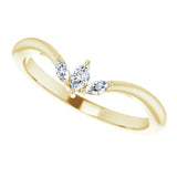 14K Gold Marquise Natural Diamond Three-Stone V Ring - Yellow Gold - view 5