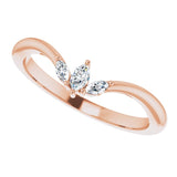 14K Gold Marquise Natural Diamond Three-Stone V Ring - Rose Gold - view 5