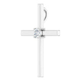 14K Gold Round Natural Diamond Solitaire Cross Pendant – 1/6 CTW - White Gold - view 2