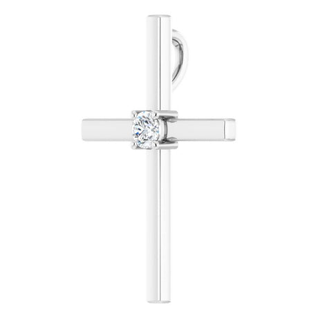Platinum Round Natural Diamond Solitaire Cross Pendant – 1/6 CTW - view 2