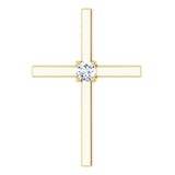 14K Gold Round Natural Diamond Solitaire Cross Pendant – 1/6 CTW - Yellow Gold