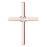 14K Gold Round Natural Diamond Solitaire Cross Pendant – 1/6 CTW - Rose Gold