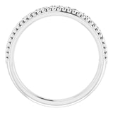 Platinum Round Natural Diamond Stackable Beaded Heart Ring - view 2