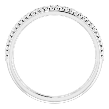 Platinum Round Natural Diamond Stackable Beaded Heart Ring - view 2