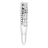 Platinum Round Natural Diamond Stackable Beaded Heart Ring - view 4