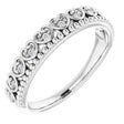 Platinum Round Natural Diamond Stackable Beaded Heart Ring