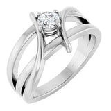 14K Gold Round Lab-Grown Diamond Bypass Ring - White Gold