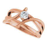 14K Gold Round Natural Diamond Bypass Ring – 3.2-5.2mm Stones - Rose Gold - view 5