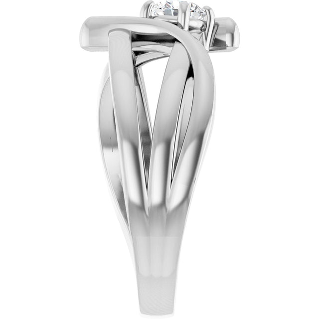 14K Gold Round Natural Diamond Bypass Ring – 3.2-5.2mm Stones - White Gold - view 4