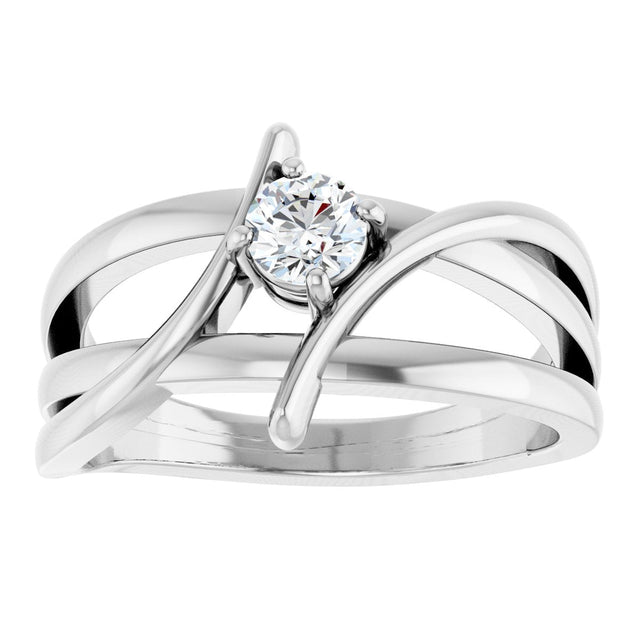 14K Gold Round Lab-Grown Diamond Bypass Ring - White Gold - view 3