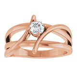 14K Gold Round Lab-Grown Diamond Bypass Ring - Rose Gold - view 3