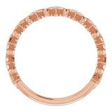 14K Gold Round Natural Diamond Accented Stackable Ring – 1.3mm Stones - Rose Gold - view 2