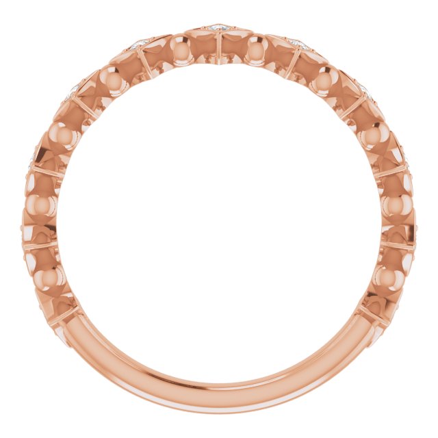 14K Gold Round Natural Diamond Accented Stackable Ring – 1.3mm Stones - Rose Gold - view 2