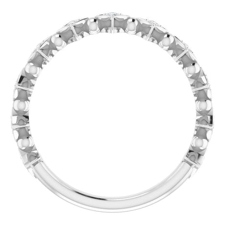Platinum Round Natural Diamond Accented Stackable Ring – 1.3mm Stones - view 2