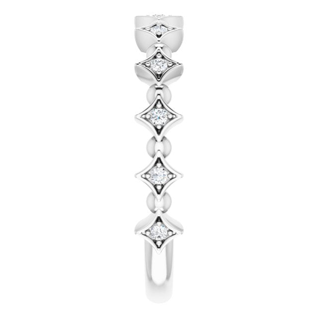 Platinum Round Natural Diamond Accented Stackable Ring – 1.3mm Stones - view 4