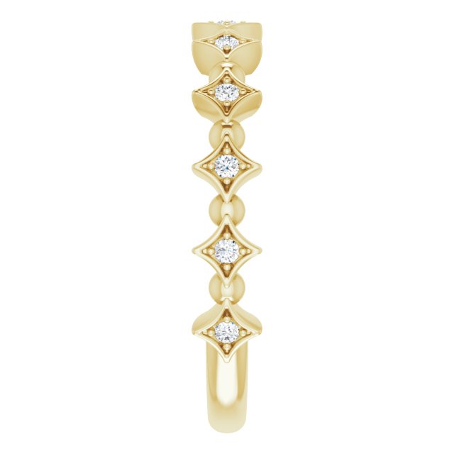 14K Gold Round Natural Diamond Accented Stackable Ring – 1.3mm Stones - Yellow Gold - view 4
