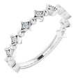14K Gold Round Natural Diamond Accented Stackable Ring – 1.3mm Stones - White Gold