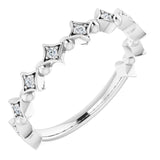 14K Gold Round Natural Diamond Accented Stackable Ring – 1.3mm Stones - White Gold