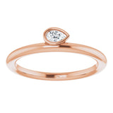 14K Gold Marquise Natural Diamond Bezel-Set Stackable Ring - Rose Gold - view 3
