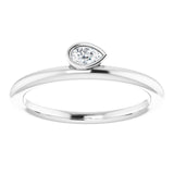 Platinum Marquise Natural Diamond Bezel-Set Stackable Ring - view 3