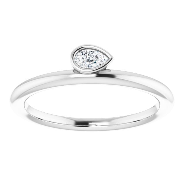 Platinum Marquise Natural Diamond Bezel-Set Stackable Ring - view 3