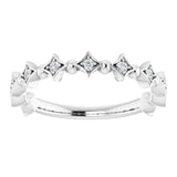 Platinum Round Natural Diamond Accented Stackable Ring – 1.3mm Stones - view 3