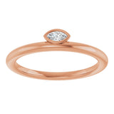 14K Gold Marquise Natural Diamond Bezel-Set Stackable Ring - Rose Gold - view 3