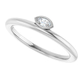 Platinum Marquise Natural Diamond Bezel-Set Stackable Ring - view 5