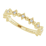 14K Gold Round Natural Diamond Accented Stackable Ring – 1.3mm Stones - Yellow Gold - view 5