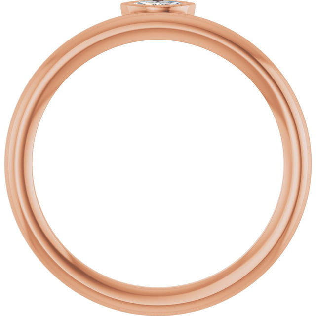 14K Gold Marquise Natural Diamond Bezel-Set Stackable Ring - Rose Gold - view 2