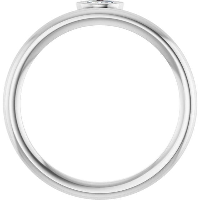 Platinum Marquise Natural Diamond Bezel-Set Stackable Ring - view 2
