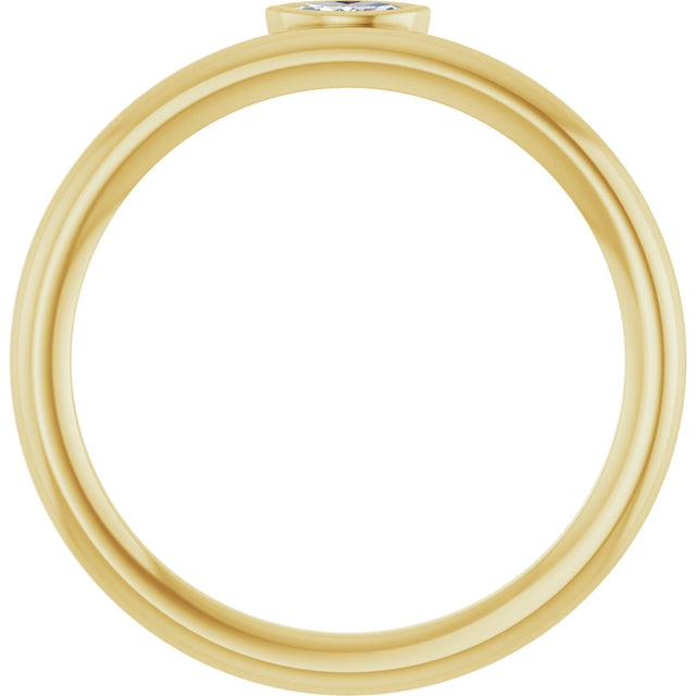 14K Gold Marquise Natural Diamond Bezel-Set Stackable Ring - Yellow Gold - view 2