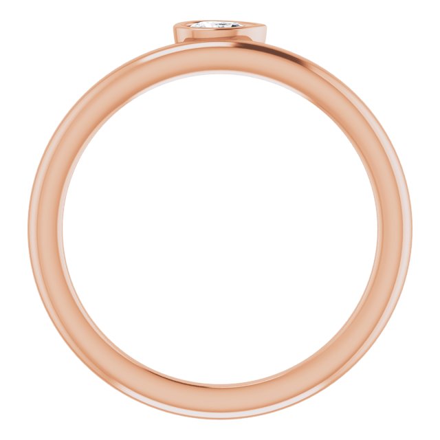 14K Gold Marquise Natural Diamond Bezel-Set Stackable Ring - Rose Gold - view 2