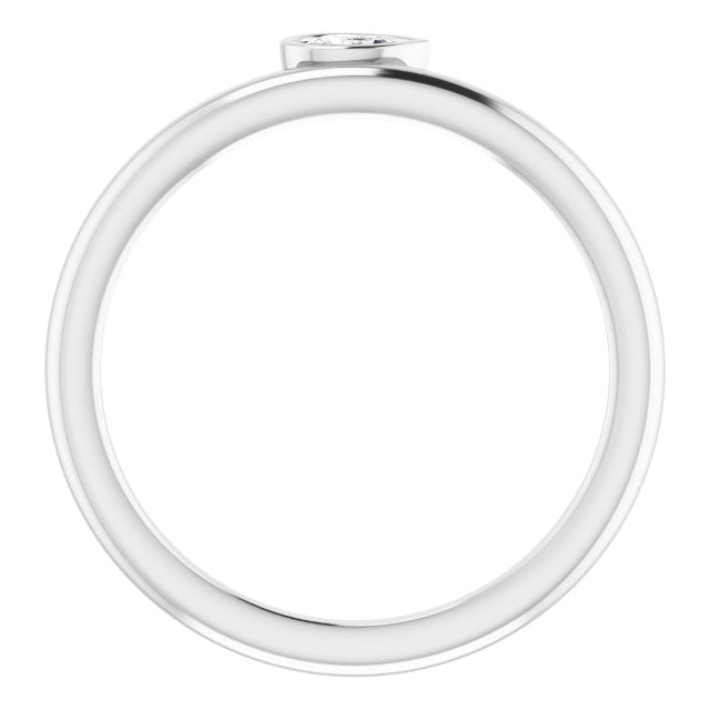 Platinum Marquise Natural Diamond Bezel-Set Stackable Ring - view 2