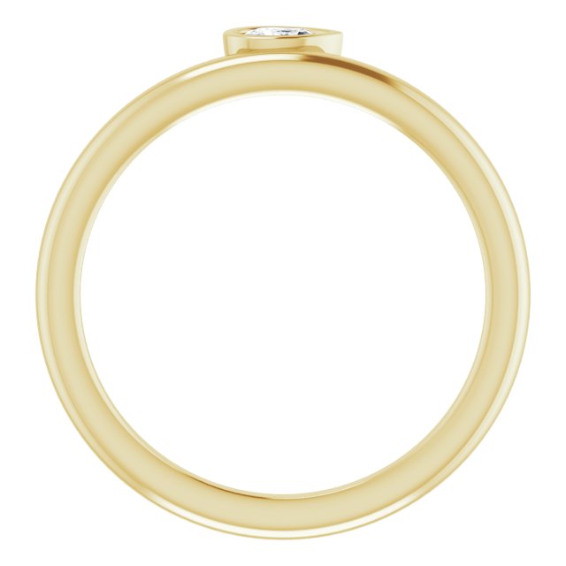 14K Gold Marquise Natural Diamond Bezel-Set Stackable Ring - Yellow Gold - view 2