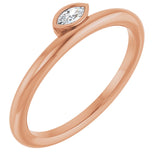 14K Gold Marquise Natural Diamond Bezel-Set Stackable Ring - Rose Gold